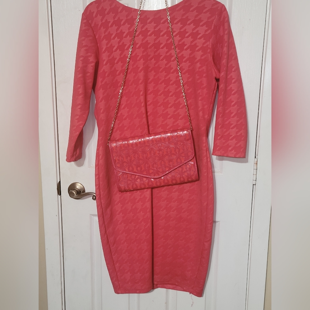 Pink and orange abstract dress
